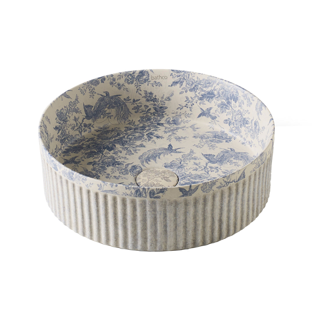 Wadi Toile de Jouy Azul Bathroom Sink