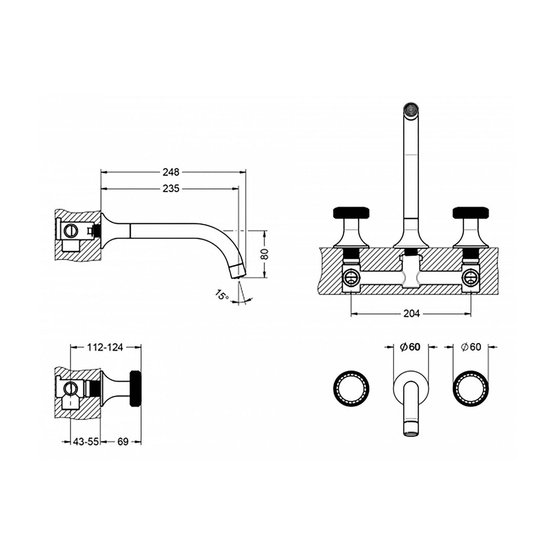 Jörger Valencia Wall Mount Bathroom Faucet