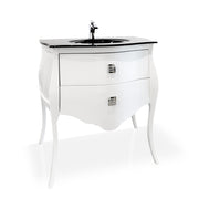 Macral Bath Vanity Paris, White Gloss with Black Sink