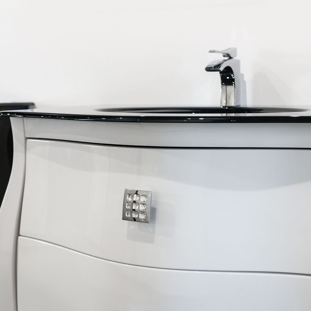 Bath Vanity Paris, White Gloss with Black Sink