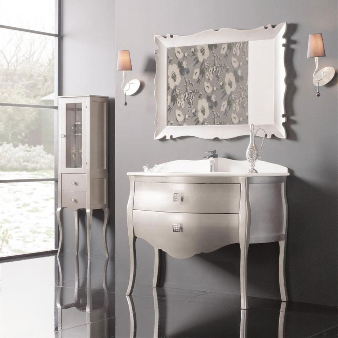 Bath Vanity Paris, White Gloss with Black Sink