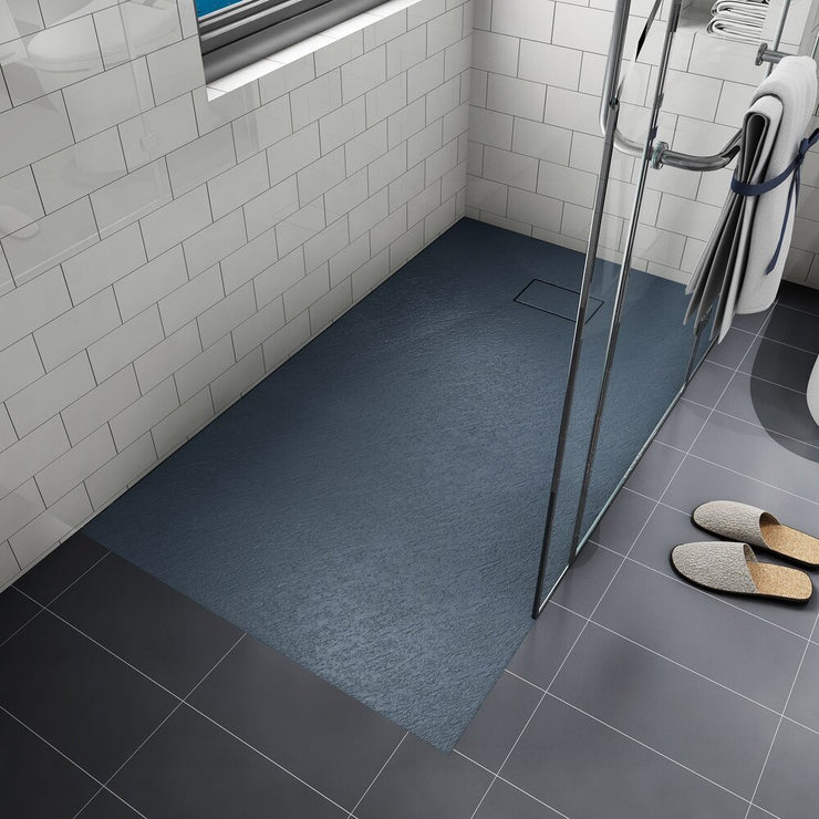 1" Matte Black Slim Shower Base - Flush with tiles installation