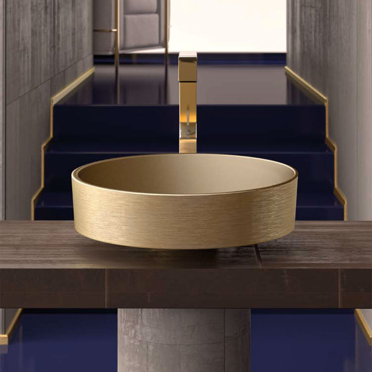 Glass Design Vessel Sink Rho Metal