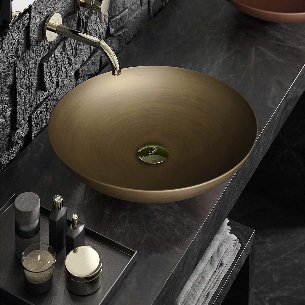 Vessel Sink Slide Old Brass