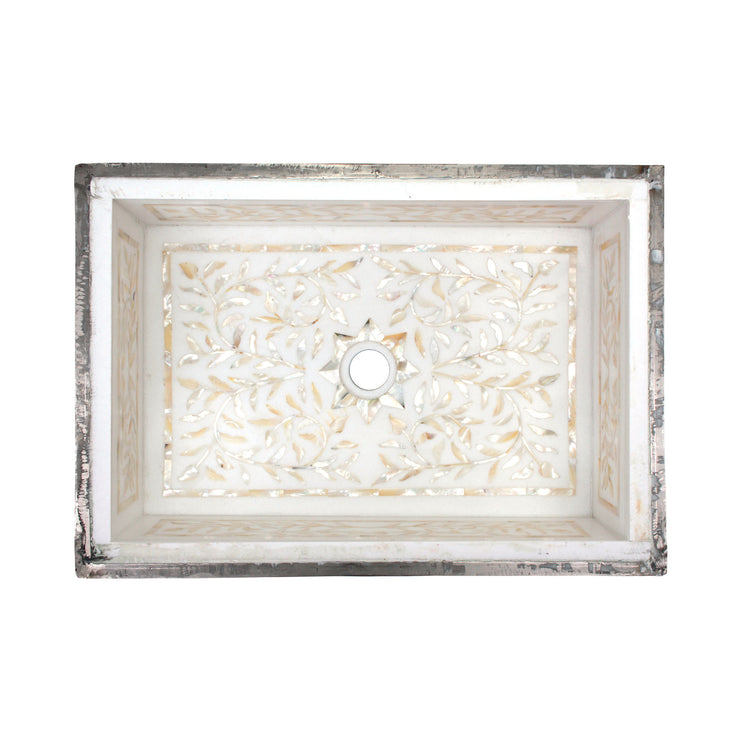 Linkasink Floral Inlay Undermount - Rectangular Bathroom Sink