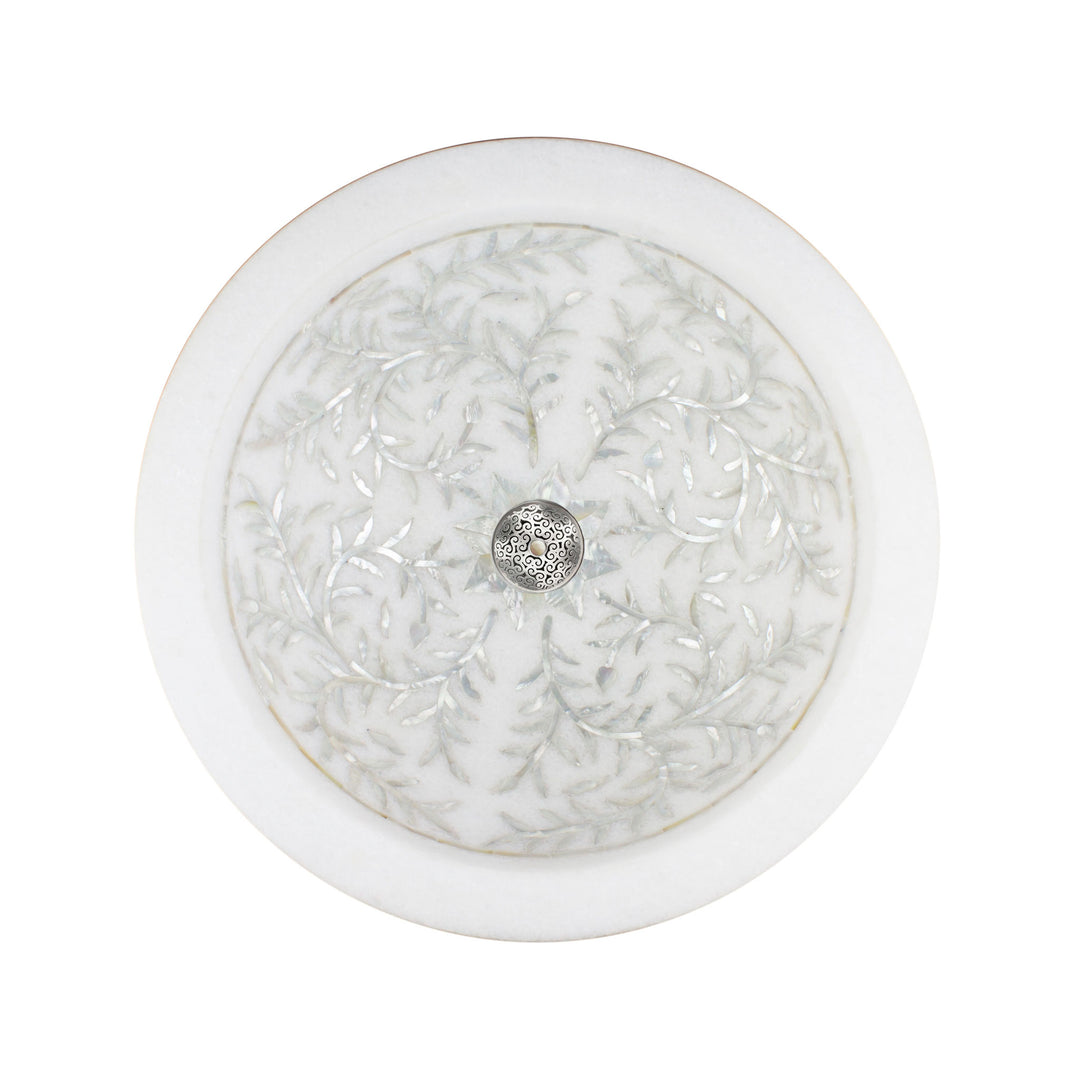 Linkasink Floral Mother of Peal Inlay Round Bathroom Sink