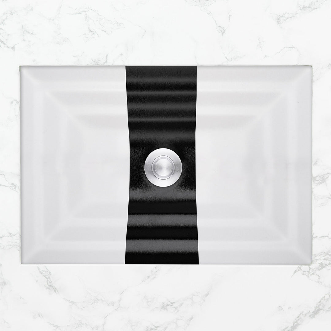 Linkasink White with Black Ribbon Bathroom Sink