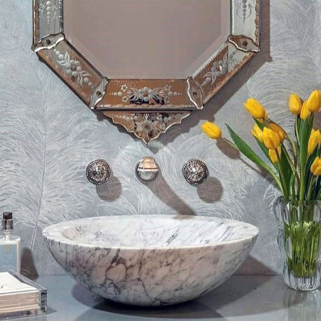 Stone Forest Beveled Round Vessel Sink Polished