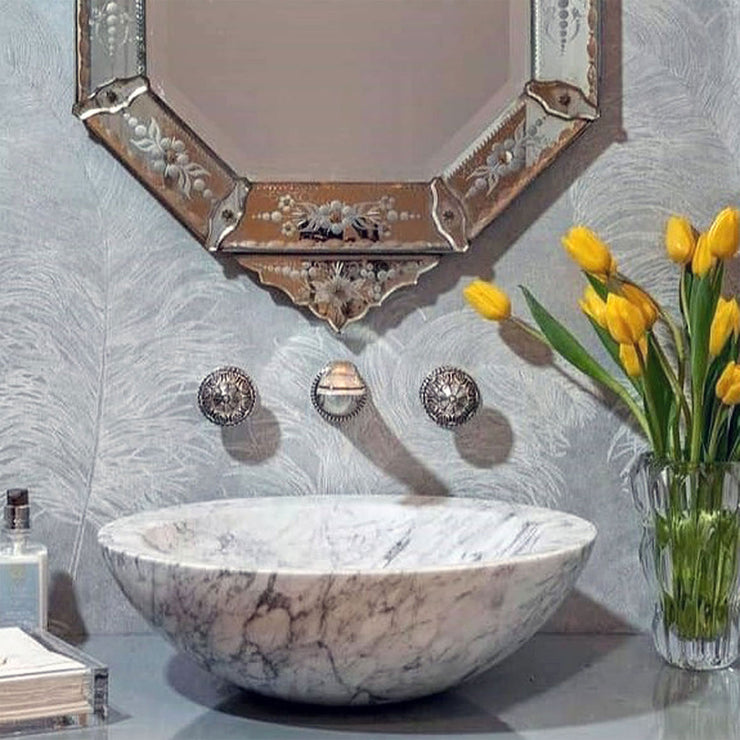 Stone Forest Beveled Round Vessel Sink Polished