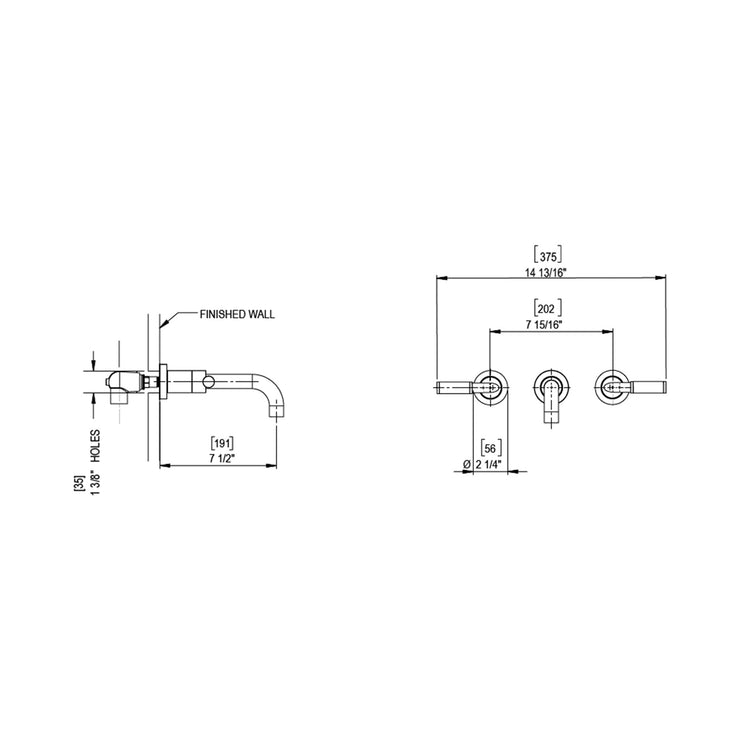 Rubinet Wall Mount Bathroom Faucet (Less Drain)