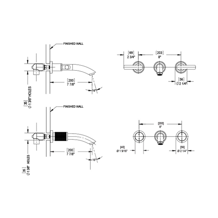 Rubinet Wall Mount Bathroom Faucet (Less Drain)