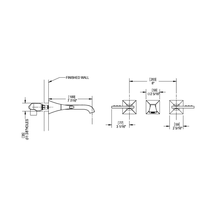 Rubinet Wall Mount Bathroom Faucet