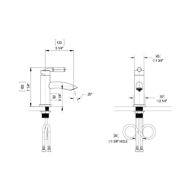 Rubinet Single Control Aerator to Deck Bathroom Faucet