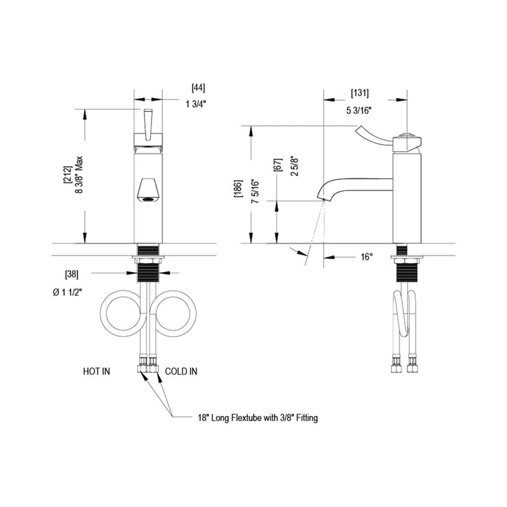 Rubinet Single Control Aerator to Deck Bathroom Faucet