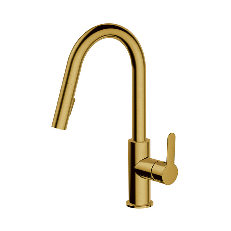 Aquabrass Barley Pull-Down Dual Stream Kitchen Faucet Brushed Gold