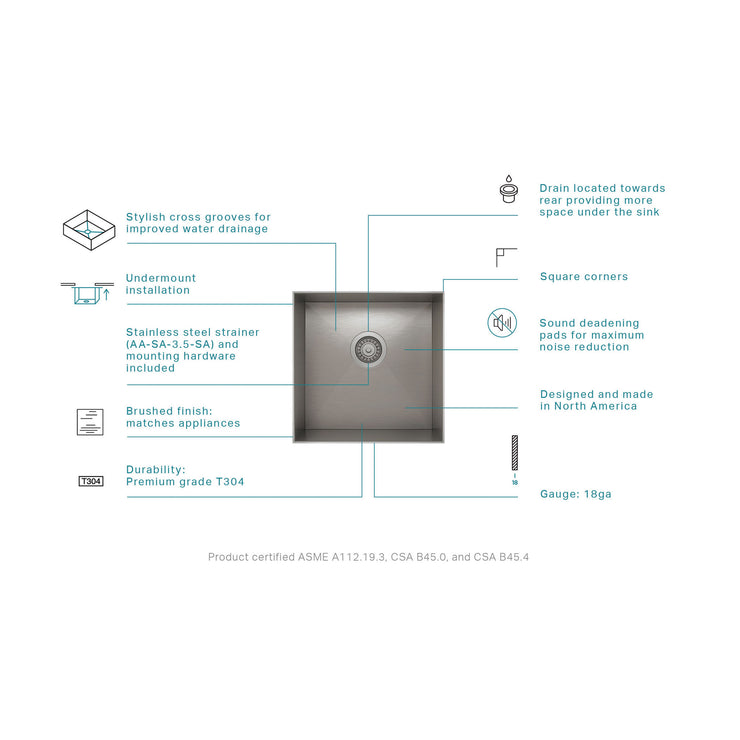 Prochef by Julien ProInox H0 Single Bowl Undermount Kitchen Sink