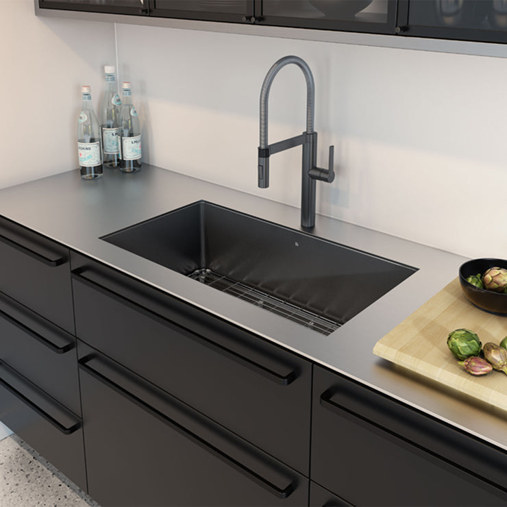 Prochef by Julien ProInox H75 Undermount Black Kitchen Sink with Grid