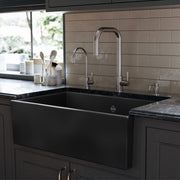 Shaw 33" Shaker Low Divide Double Bowl Apron Front Fireclay Kitchen Sink