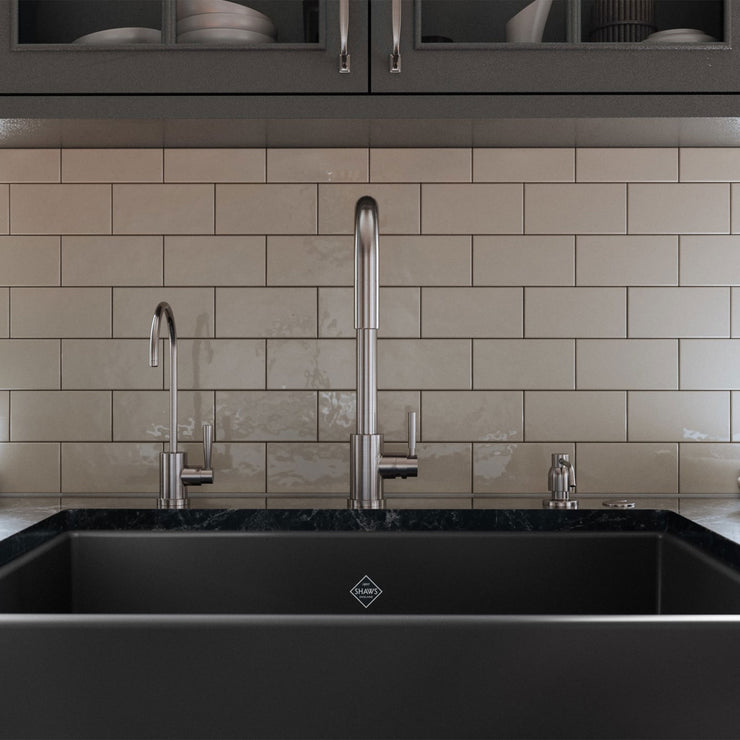 Shaw 33" Shaker Low Divide Double Bowl Apron Front Fireclay Kitchen Sink