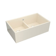 Shaw 33" Shaker Low Divide Double Bowl Apron Front Fireclay Kitchen Sink