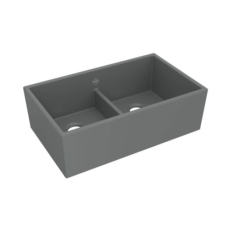 Shaw 33" Shaker Low Divide Double Bowl Apron Front Fireclay Kitchen Sink