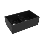 Shaw 33" Shaker Low Divide Double Bowl Apron Front Fireclay Kitchen Sink