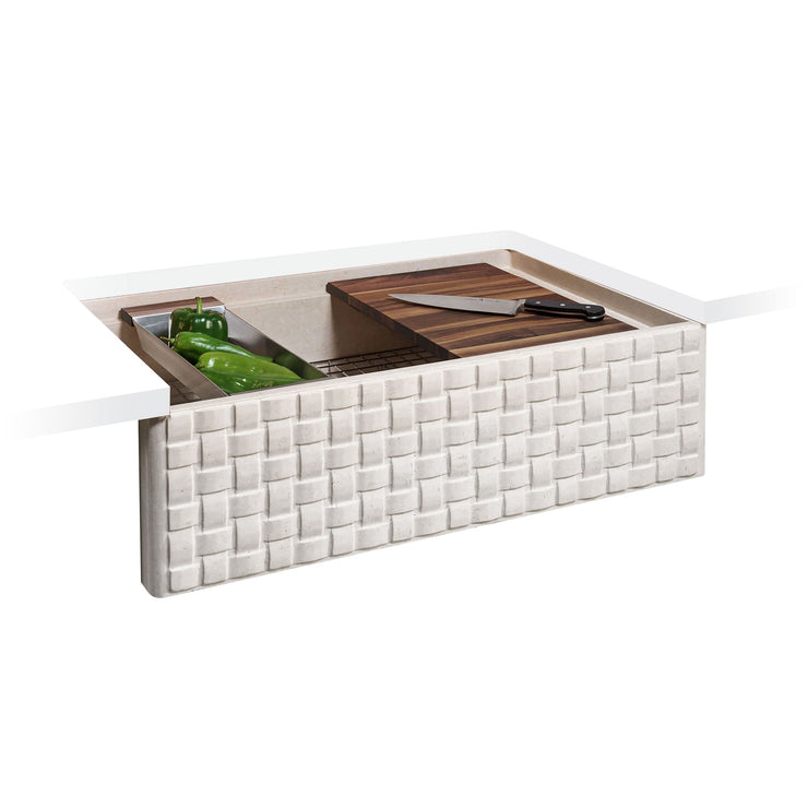 Stone Forest Workstation Basketweave Farmhouse Kitchen Sink