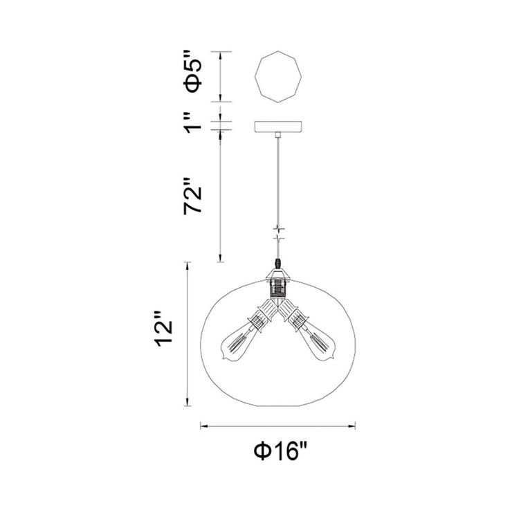 CWI Lighting Glass 4-Light Chandelier