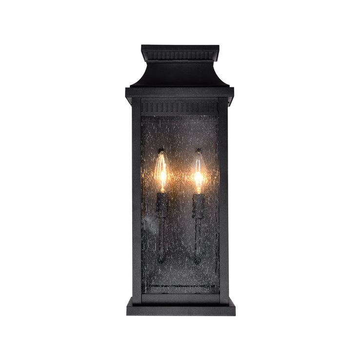 CWI Lighting Milford 2-Light Outdoor Black Wall Lantern