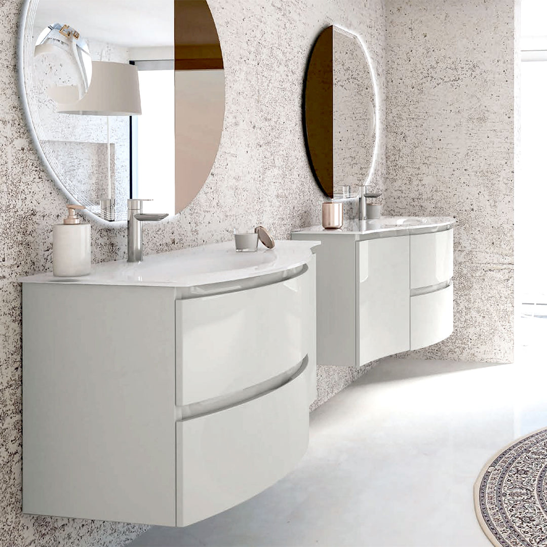 Bath Vanity Vague Single Sink White