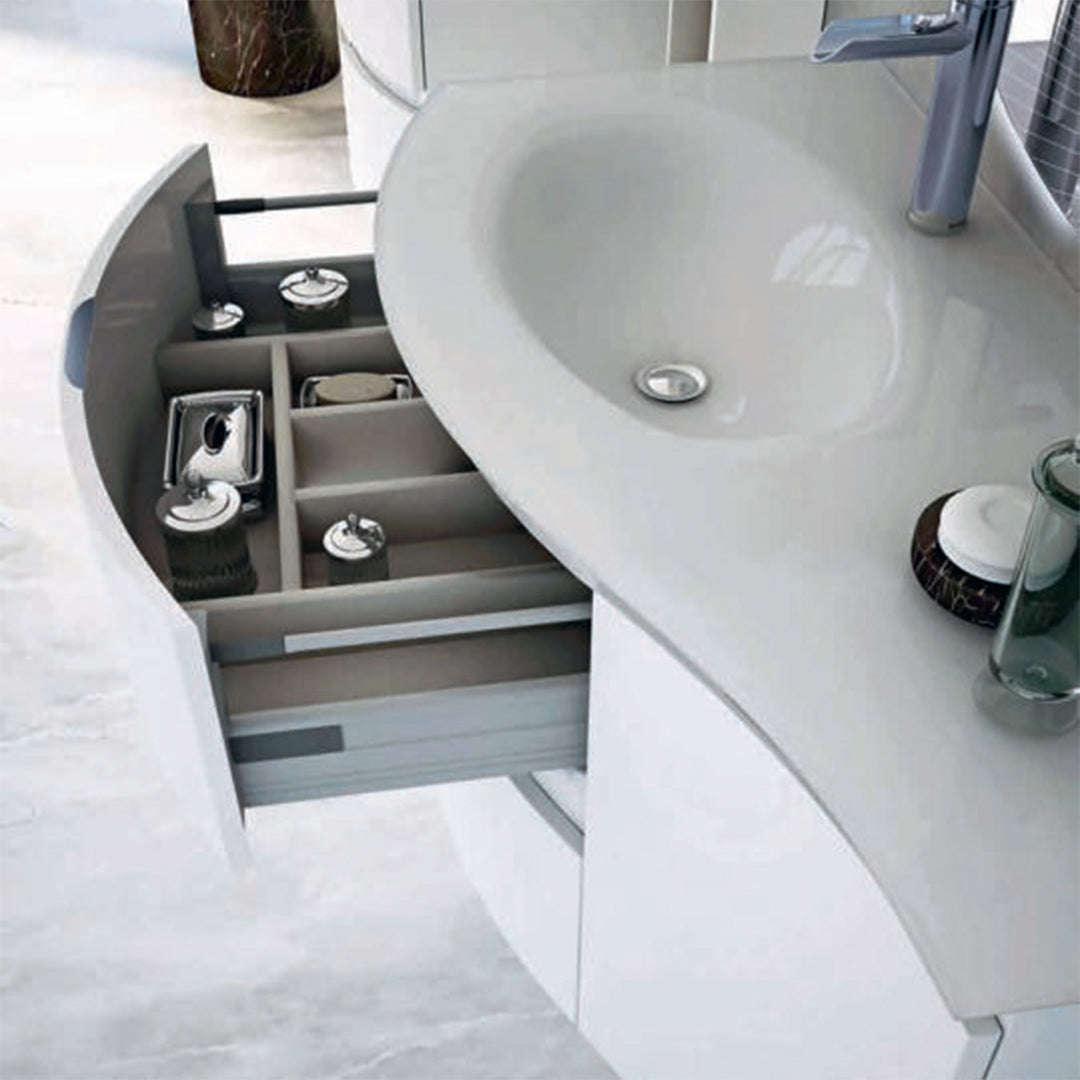 Bath Vanity Vague Single Sink White