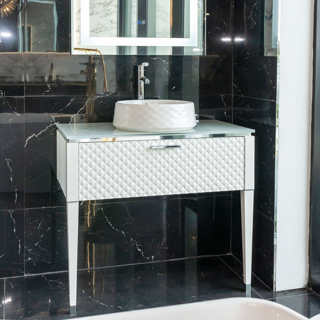 Bath Vanity LAMÈ Single Sink White