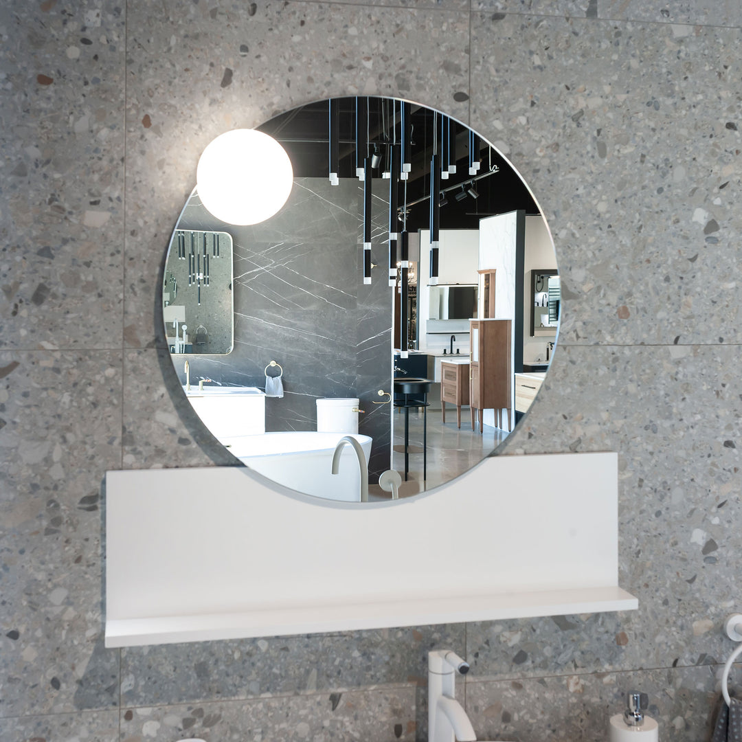 Bathroom Mirror Round with Shelf