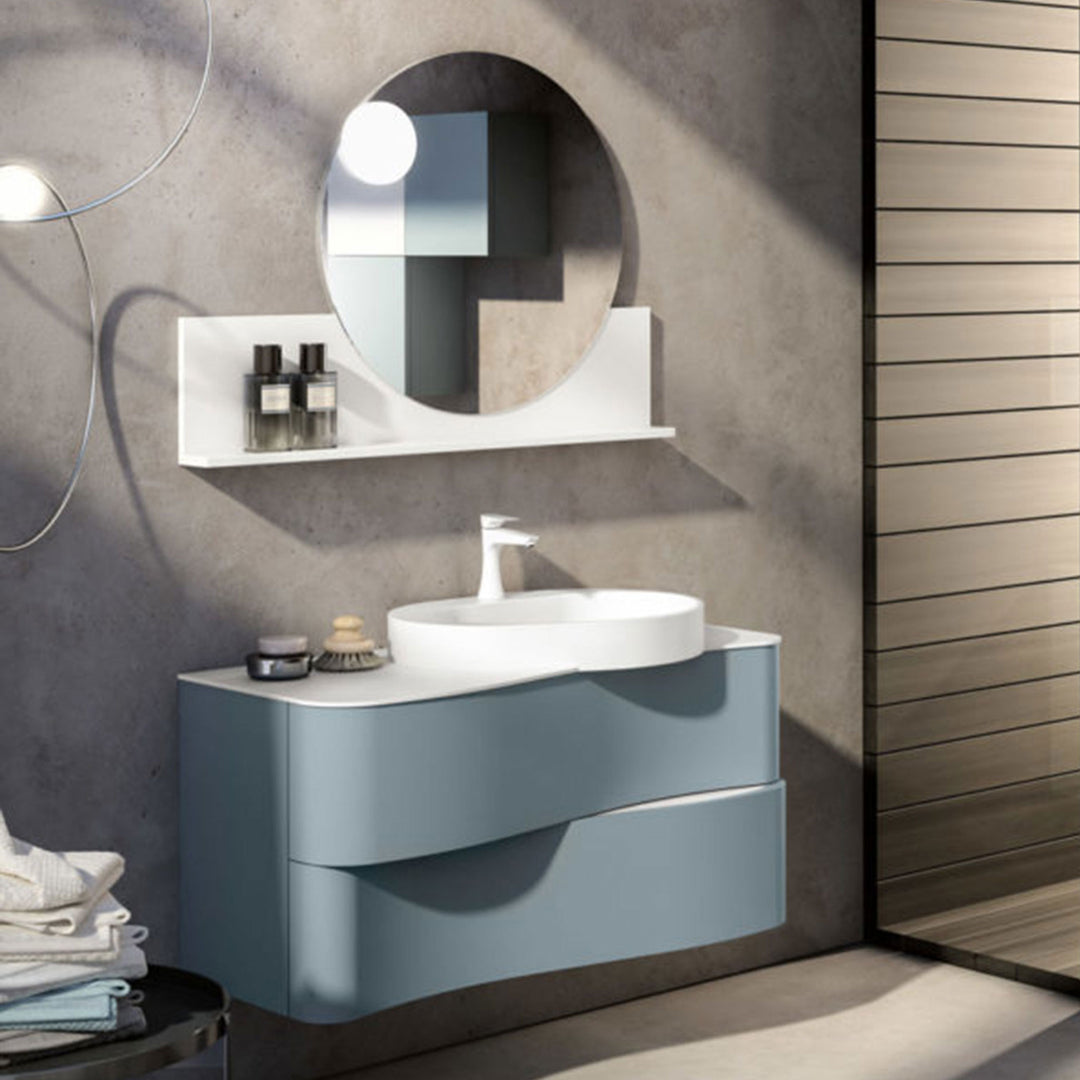 Bathroom Mirror Round with Shelf