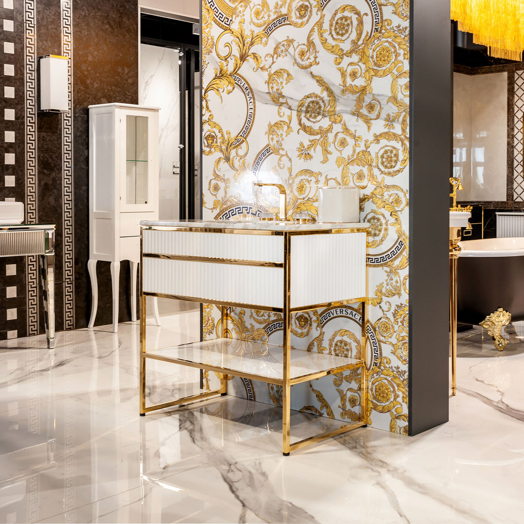 Bath Vanity Academy Gold and White