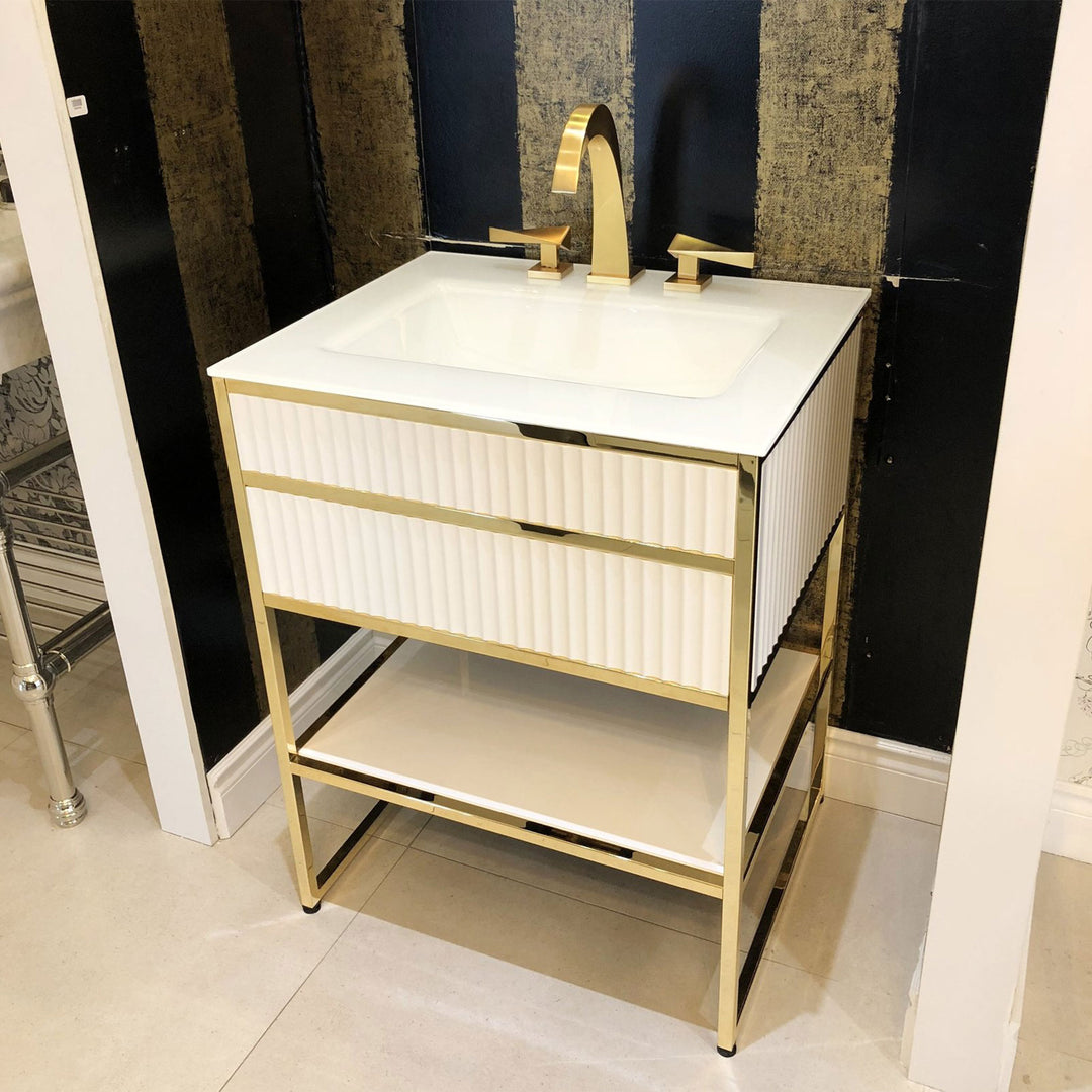 Bath Vanity Academy Gold and White