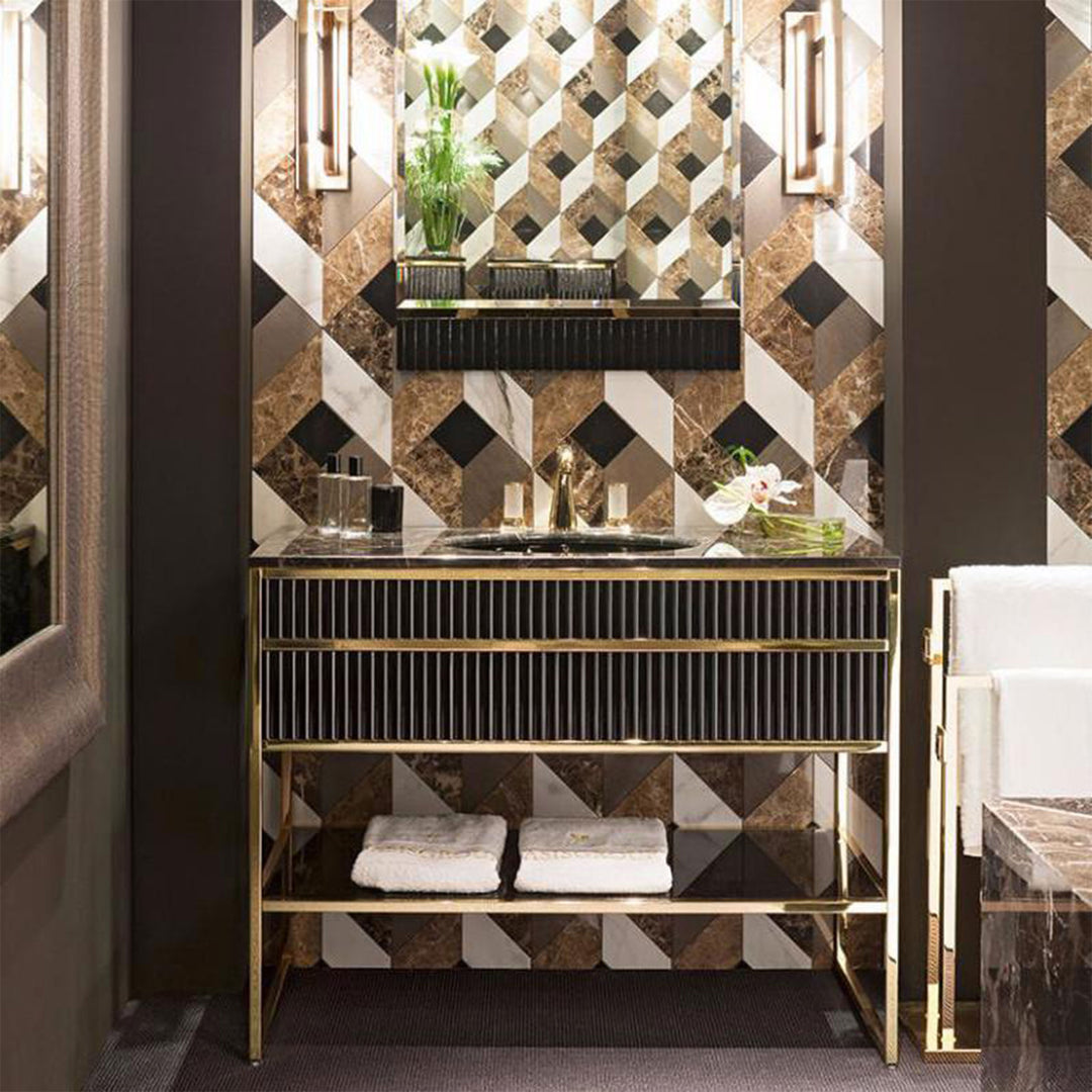 Bath Vanity Academy Gold and White