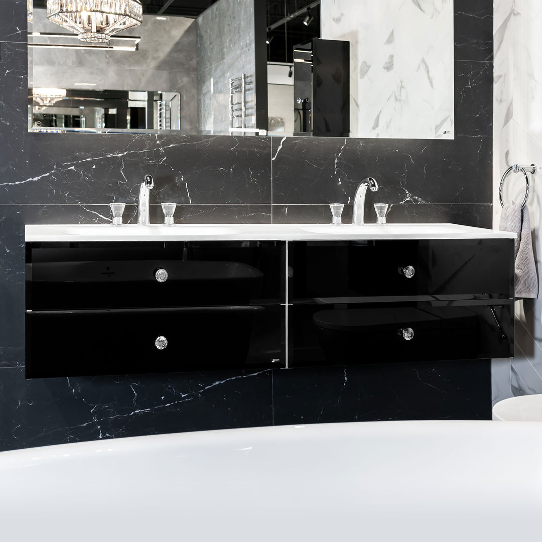 Bath Vanity Lux Double Sink Black