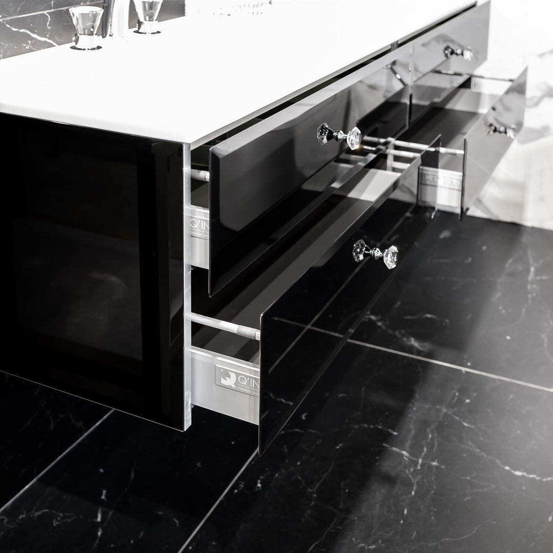 Bath Vanity Lux Double Sink Black